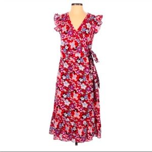 JADE MELODY Boutique Red Blossom Floral Sleeveless Wrap Midi Dress NEW with tags